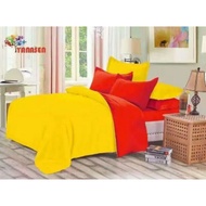 2T Yellow Red Design Fitted Bedsheet With Quilt Cover