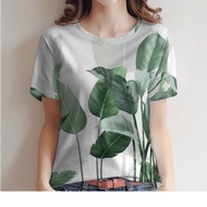 Fresh Green Tropical Leaves3DPrint Fashion LadyTT-shirt