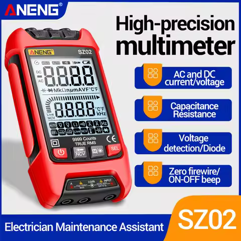 Digital Multimeter Tester Cars 9999 Counts ANENG SZ02 Auto AC Voltage Capacitance Meter Temp Resista