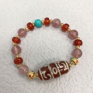 老紅肉措銀天珠 全玉化 蓮師法器·三眼