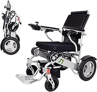 Fashionable Simplicity Lightweight Folding Electric Wheelchair Deluxe Fold Foldable Power Compact Mobility Aid Wheel Chair Dual Battery Longest Driving Range Power Wheelchair