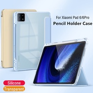For Xiaomi Mi Pad 6 Pro Case 11 Pad 5 PRO 11inch 2021 2023 TriFold Transparent Pencil Holder Smart Cover for Funda Xiaomi Pad 6 Case For Mi Pad 6 Pro 2023