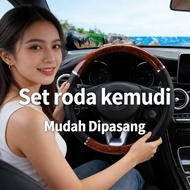 Genuine Leather Lambskin Steering Wheel 37-38Cm Car Steer Cover + Universal Steering Wheel Cover