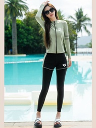 ชุดว่ายน้ำ Arena สำหรับผู้หญิง ชุดว่ายน้ำ 3 ชิ้น แขนยาว กางเกงขายาว ชุดดำน้ำ ชุดน้ำพุ ชุดว่ายน้ำแบบแ