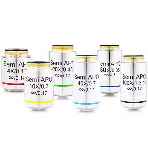 4X10X20X40X60X100X Plan Semi-Apochromat Infinity Biological Microscope Objective Professional Infini