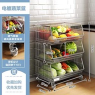 Others - 304不銹鋼廚房蔬菜置物架 落地多層不銹鋼菜籃子收納架 放水果菜筐
