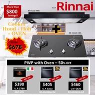 [RINNAI] BUNDLE PROMO! 2 BURNER COOKER HOB + HOOD + OVEN RH-S329-PBR  + RB-7302S-GBS (RBO-5CSI,RO-E6206XA-EM,RO-E6208TA-