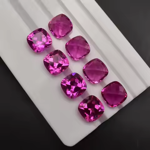 Large Pink Ruby Corundum Sapphire 12.0mm 6.0Cts Cushion Cut VVS Sri-Lanka Loose Gemstone For Diy Jew