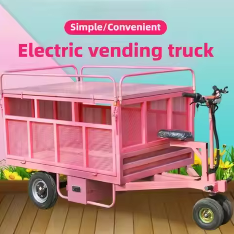 3 Wheel Electric Flat Cart Reverse Riding Stall Trolley Small Food Vending Cart Night Market Snack H