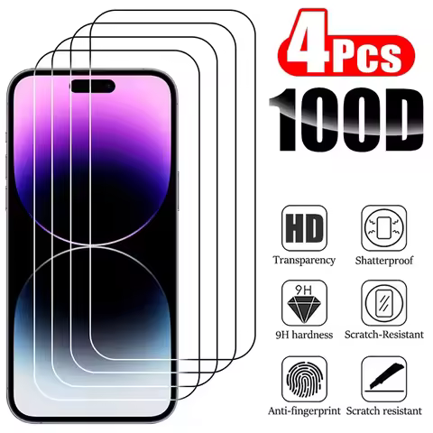 4PCS Tempered Glass For IPhone 15 14 13 12 11 Pro Max X XS XR XS MAX 14 15 Plus Screen Protector For