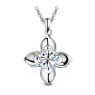 Necklace Zirconium Wholesale s925Main Stone Four-Leaf Clover Platinum-Plated Korean Style Jewelry Pu