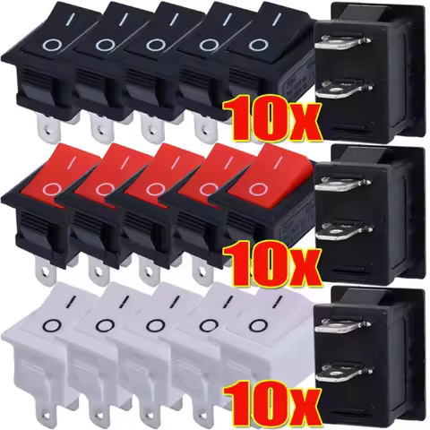 Snap-in on/Off Rocker Boat Home Motorcycle Switch Black Red White Car Push Button Switch 2Pin for Bo