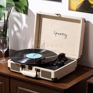 Syllere - 包送貨 -復古經典留聲機 黑膠唱片機 HY-T01手提 黑膠、藍牙兩個功能 電唱機 大功率留聲機 Goodmans Ealing 同款 -平行進口 米白