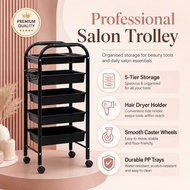 Hair Salon Trolley Black 5 Layer Hair Salon Barber beauty trolley