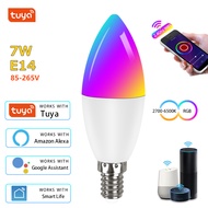 Tuya Smart Wifi LED Bulb E14 Alexa Lamp RGB WW CW Dimmable 5W 7W 9W Candle Light for Home Voice Control Works with Google Home