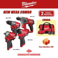 MILWAUKEE New Mega Combo M12FID2 Imapct Driver M12FPD2 Percussion Drill M12CH SDS-Plus Hammer M12FIWF12 Impact Wrench