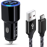 Pengecas Kereta Pantas Android, Kabel Micro USB Pengecasan Pantas Serasi untuk Samsung Galaxy S7 S6 