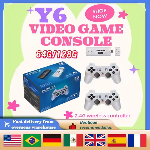 Y6 Retro Video Game Console 2.4G Wireless Controller 4K HD TV Video Game Stick Portable Handheld Gam
