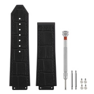 25mm Leather Watch Bands Compatible with Hublot Big Bang, Soft Silicone Rubber Lined Replacement Wri