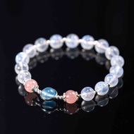 月光石粉水晶海藍寶純銀手鍊 | 天然水晶客製禮物