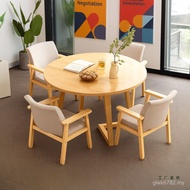 Log Color Desk Solid Wood Simple Commercial Negotiation Round Table Table Combination Reception Mode