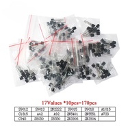 170pcs TO-92 NPN PNP Transistors Kit S9012 S9013 2N2222 S9015 S9018 A1015 C1815 A42 A92 2N5401 2N555