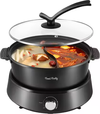 Food Party Hot Pot Electric Hotpot Separable Shabu Shabu Pot with Divider Hotpot Cooker Electric Dua