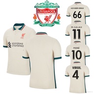 clu 2021-22 Liverpool F.C. Football Jersey Tshirt Tops Salah Virgil Mane Arnold Away Soccer Jersey L