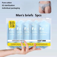 5 Pcs Men Underwear Brief Sterilised Disposable Wash-Free Portable Pure Cotton Individual Packaging