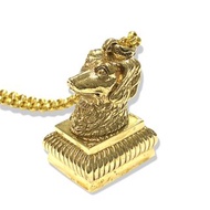 復古 Pinchbeck 臘腸狗火漆印章 / 黃銅手柄印章 英文字母 F 墜飾 + 鍊子