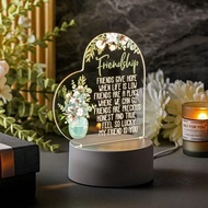 Acrylic Friendship LED Night Light With USB Power, Inspirational Table Decor Lamp For Best Friend's 