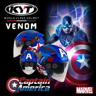 KYT MARVEL CAPTAIN AMERICA HELMET VENOM DOUBLE VISOR - KYT VENOM OPEN FACE HELMET