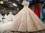 Gaun Pengantin 1711121 Cream Lengan Pendek Ekor Wedding Gown Dress