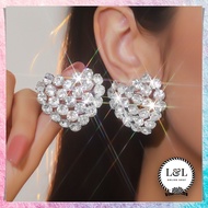 Women's Fashion Earrings, Elegant Luxury Love Diamond Earrings, Beautiful and Glamorous Korean Style