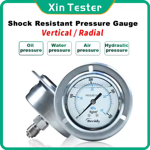 Xin Tester Anti-vibration Pressure Gauge glycerin Thread G1/4 0-60Mpa Stainless Steel Air Oil Water 