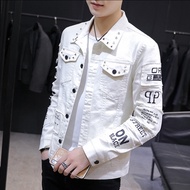 S-3XL Jaket Lelaki Korean Men's Black Denim Jacket Student Jeans Outwear Jaket Jeans BIG SIZE