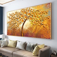 Modern Big Size Golden Tree Canvas Painting Abstract Art Wall Decoration Picture Artwork (No Frame)