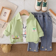 New Autumn Spring Girls Clothes Baby Causal Hoodies Coat T-Shirt Causal Jeans 3pcs/set Kids Sport Su