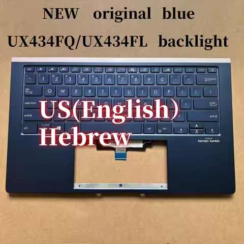 100%New US Hebrew For ASUS UX434FQ UX434FL UX434 laptop keyboard Palmrest Assembly TOP cover C case 