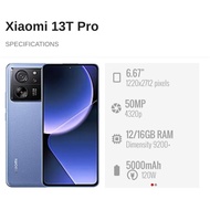 Used Xiaomi 13T Pro 6.67"(12GB + 512GB || 16GB+1TB) – Original Malaysia Set