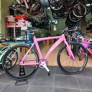 Sepeda Fixie TSUNAMI SNM100 KW Frame Repaint Alloy 700C Doltrap Pink Second Mulus Seperti Baru