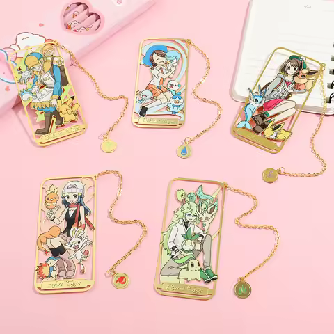 5Pcs Anime Pokemon Book Mark Anime Girl Fan Collection Metal Bookmarks Gift for Book Lovers Women's 