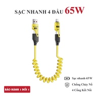 4 in 1 charging cord - 65W fast charging cable. Anti-break metal cable head - 4-in-1 charging cable 