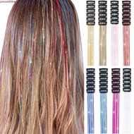 JUNYUE 6 Pieces of Hair Accessories, Glitter Clip in Hair Extensions, Long and Shiny Braiding Tools 