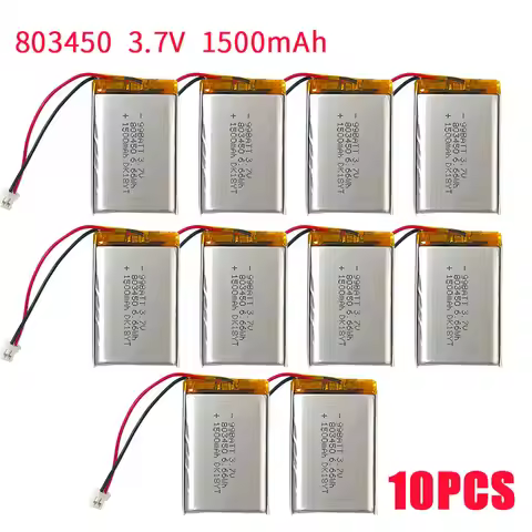 10PCS 1500mAh Battery 803450 3.7V Lithium Polymer Rechargeable Batteries Ph-2.0P for Gps Bluetooth H