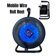 Industrial Wire Cable Reel 4 Gang Extension Socket Roller Rack Move Portable Drag Line Roll Cord Meter 移动电线电缆盘 2551