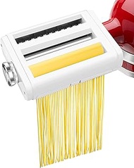 Leixe Pasta Maker Attachment for KitchenAid Stand Mixers 3 in 1 Set Includes Pasta Roller Spaghetti Cutter &amp;Fettuccine Cutter, Durable Pasta Attachments for KitchenAid