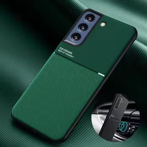 For Samsung Galaxy S 21 FE Case Car Holder Magnetic Plate Leather Phone Case For Samsung S21 FE S21F