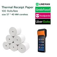 Coreless Thermal Receipt Paper 57mm x 40mm 100 Rolls/Thermal Receipt Roll/Thermal Paper Roll/Kertas 