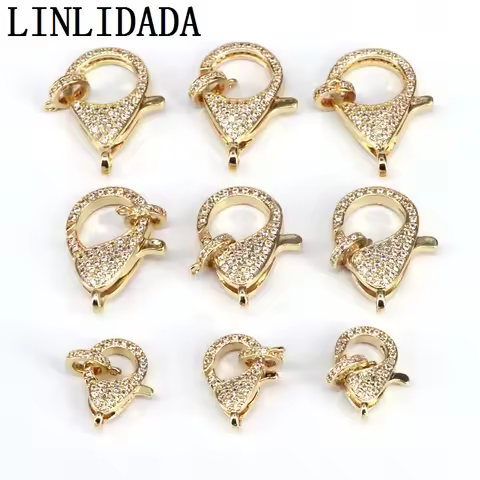 5Pcs gold filled Cubic Zirconia Paved Lobster Clasps Jewelry Findings